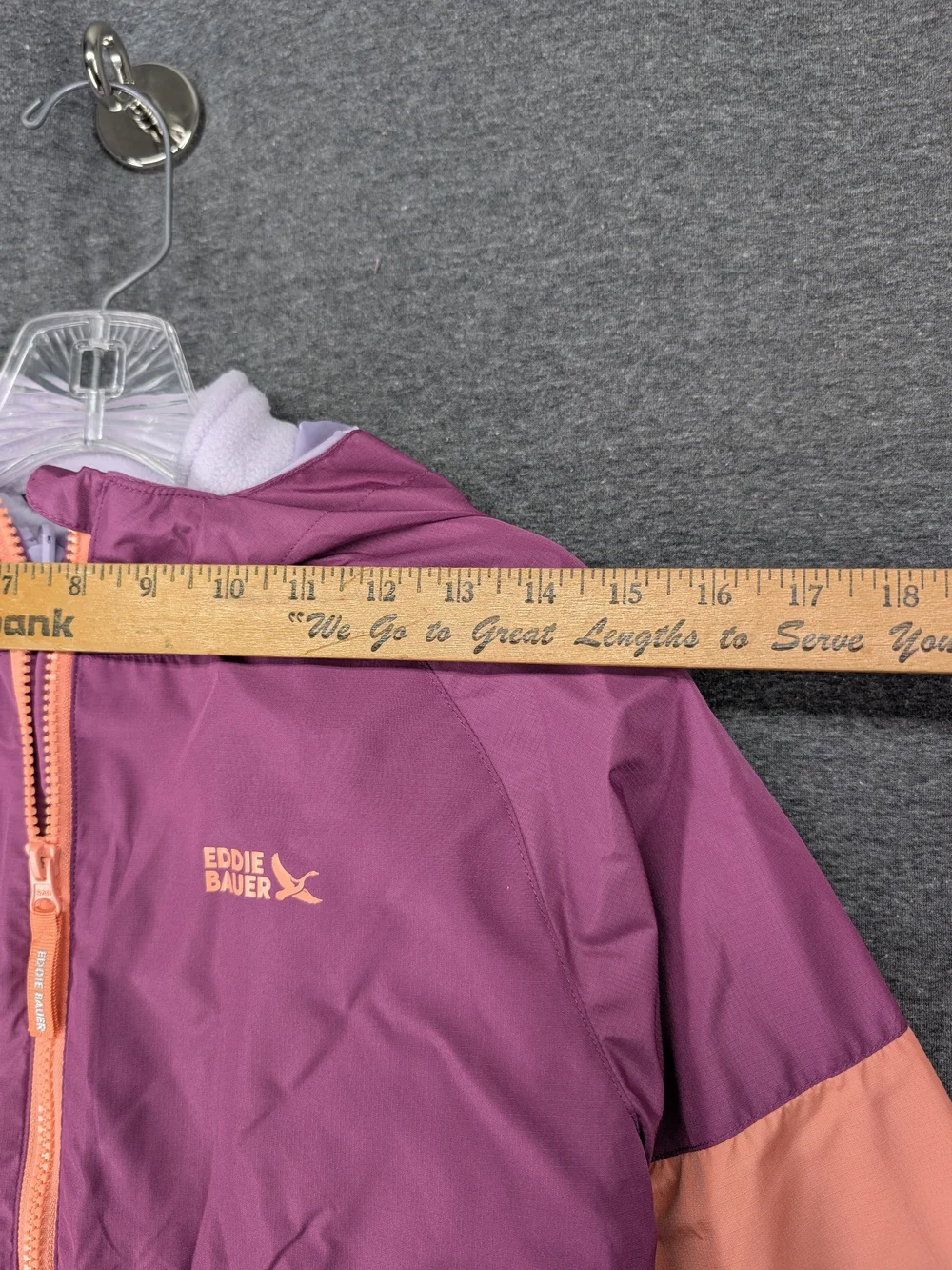 Eddie Bauer Colorblock Raincoat in Purple & Peach